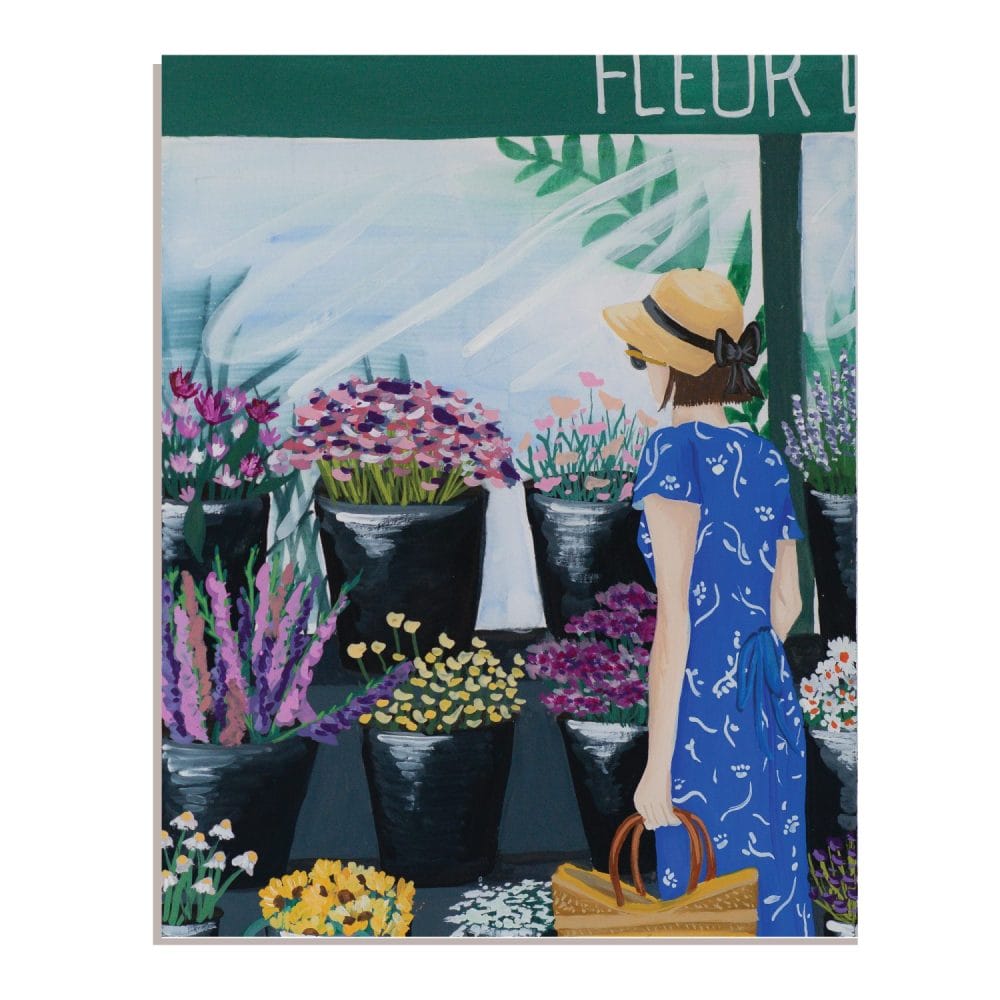 French Flower Market Gouache Painting