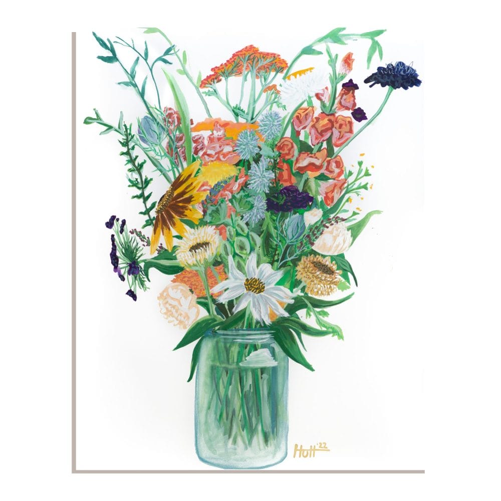 Blossom and Branch Denver Colorado Flower Bouquet gouache painting