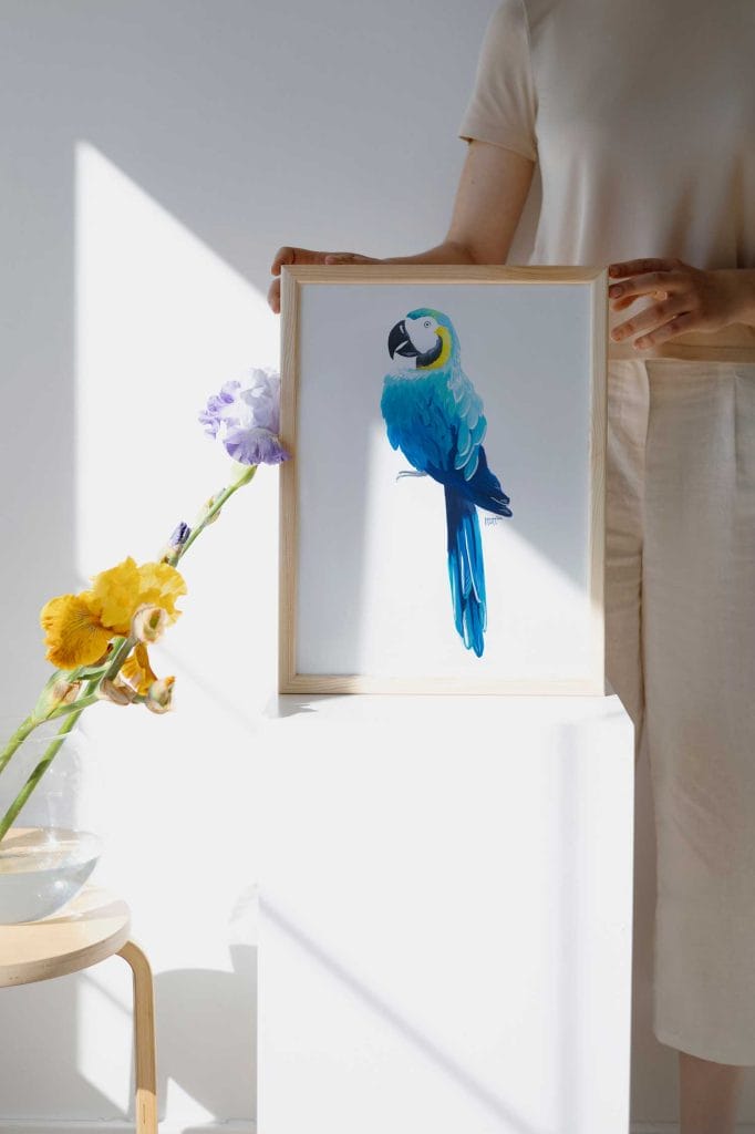 Blue Macaw Framed for Nursery