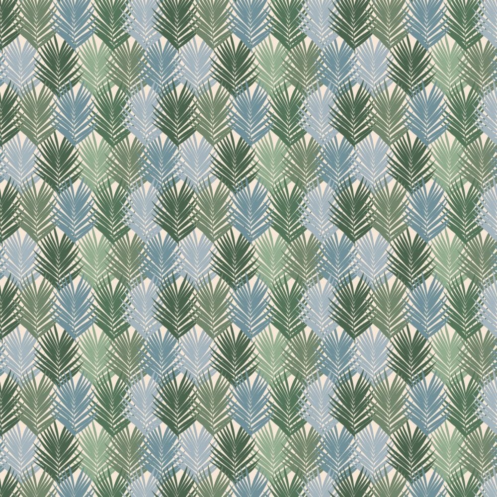 Color Blocked Palm Leaves in Green + Sage Wallpaper By Modern Magic