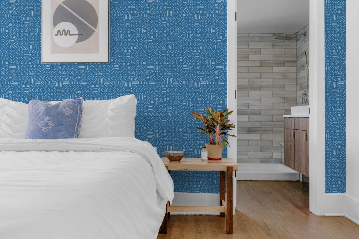 Vibrant Blue Tribal Wallpaper Print