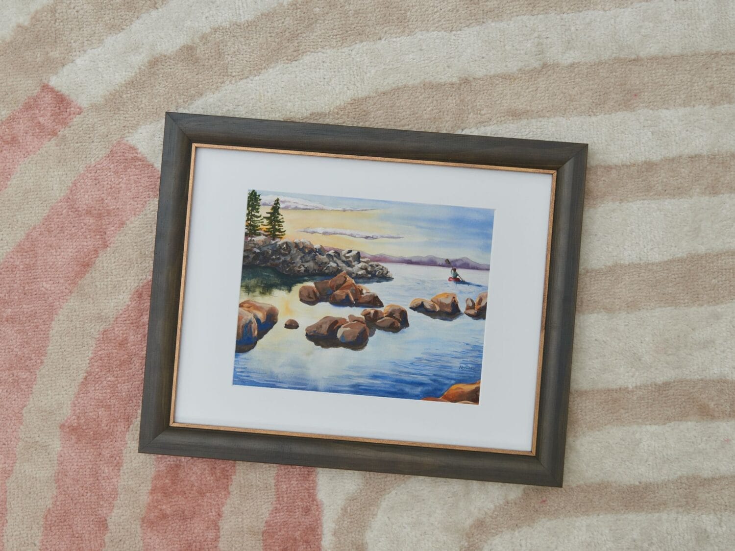 Lake Tahoe at sunrise kayaking Painting