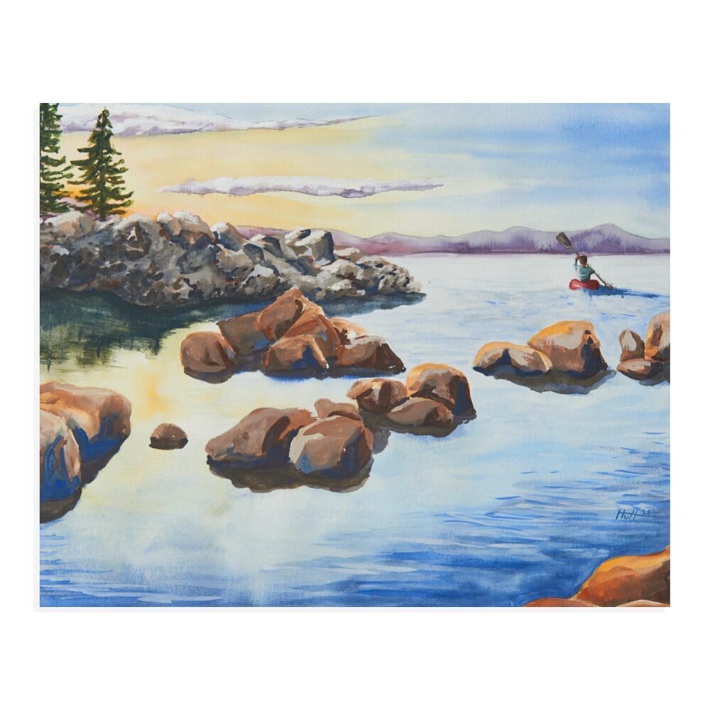 Lake Tahoe at sunrise kayaking Painting