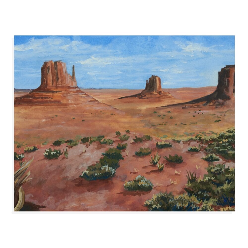 Three Buttes Utah Desert Painting